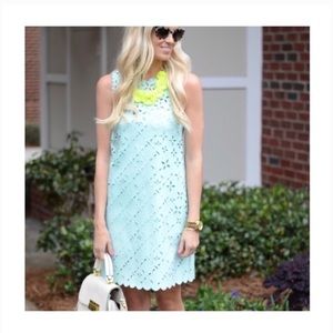J. Crew Mint Eyelet Lasercut Shift Dress